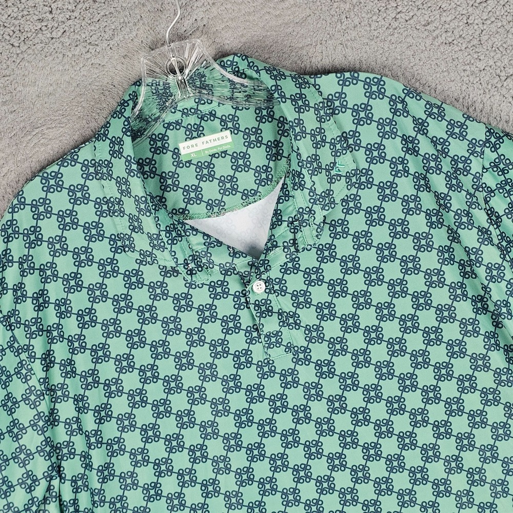 Fore Fathers Polo Shirt Men's XL Pattern Golf Performance Short Sleeve Popover‎
